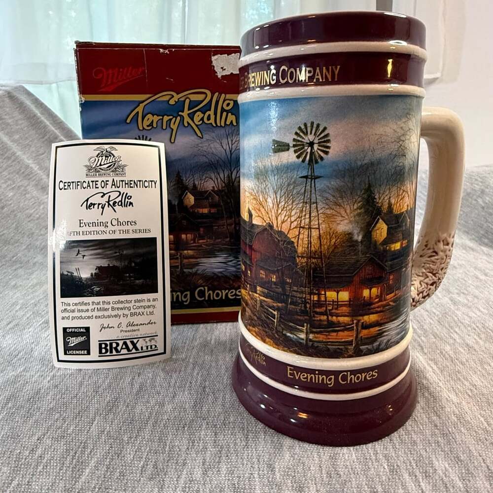 Miller Brewing Company Terry Redlin Collector Stein Evening Chores 5th Edition